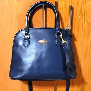 B.G. Street blue leather crossbody bag.